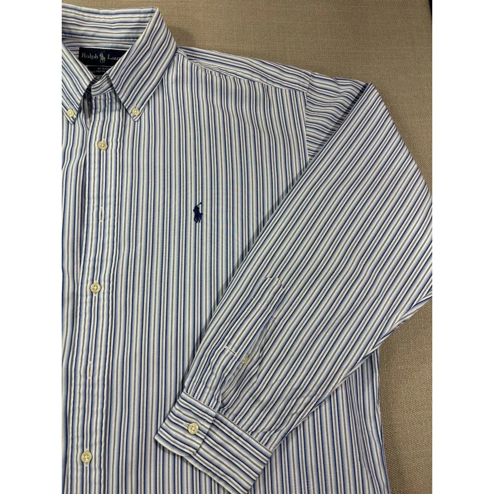 Polo Ralph Lauren Men's Blake White Blue Long Sleeve Button Down Size L